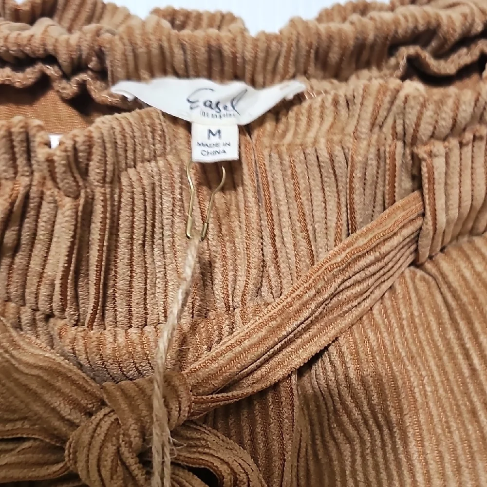 Easel NWT Ribbed Drawstring Pants - Camel - Picture 2 of 4